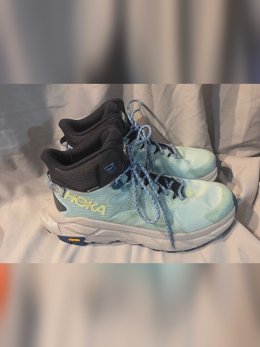Hoka One Trail Code GTX Hiking Boots Blue Glass 1123166 Women SZ 8 Preowned